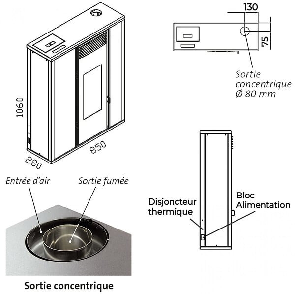 INTERSTOVES - Poêle à granules TESSA 10 Etanche Concentrique - - large