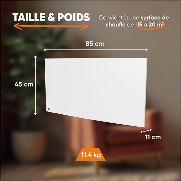 BESTHERM - Radiateur électrique fixe à inertie sèche fonte - BESTHERM - BIA 2000W - horizontal blanc - large