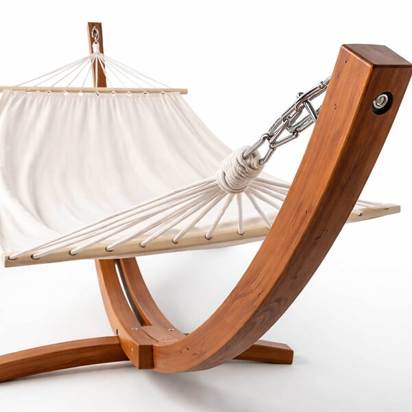 OVIALA - Hamac avec support en bois blanc - Manille - large