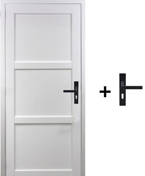 GD MENUISERIES - Bloc Porte Korya Blanc 3 panneaux H204 x L73 cm Côte Tableau P.Gauche,Poignee - large