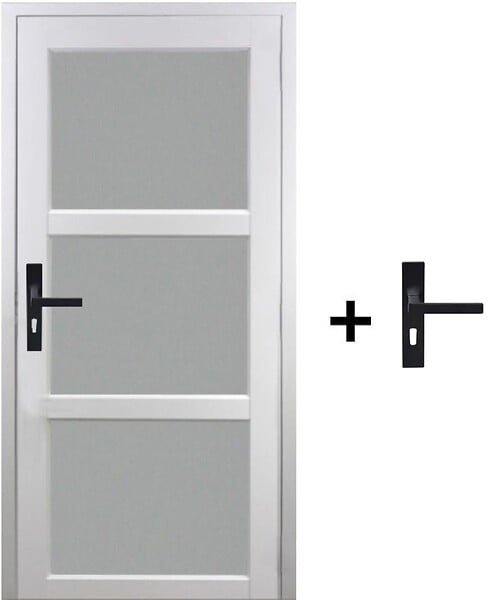 GD MENUISERIES - Bloc Porte Kenya Blanc Vitre H204 x L83 cm Côte Tableau P.Droit,Poignee - large