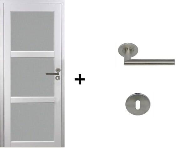 GD MENUISERIES - Bloc Porte Kenya Blanc Vitre H204 x L73 cm Côte Tableau P.Gauche,Poignee Pomerol - large