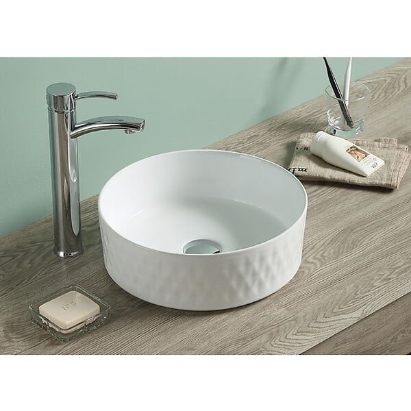 SWISS AQUA TECHNOLOGIES - Swiss Aqua Technologies Vasque à poser Infinitio 36 x 36 x 12 cm sans trop-plein, blanc brillant (SATINF3636) - large