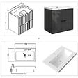AICA SANITAIRE - Meuble de salle de bain suspendu 60 cm, 2 tiroirs, avec vasque blanche,MDF anthracite brillant - vignette