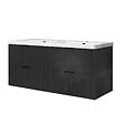 AICA SANITAIRE - Meuble de salle de bain suspendu 120 cm, 4 tiroirs, avec vasque blanche,MDF anthracite brillant - vignette