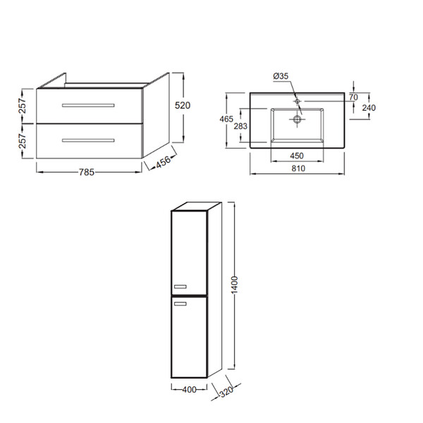 JACOB DELAFON - Pack meuble vasque 80 cm Ola up blanc + colonne - large