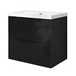 AICA SANITAIRE - Meuble de salle de bain suspendu 60 cm, 2 tiroirs, avec vasque blanche,MDF noir - vignette