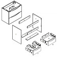 AICA SANITAIRE - Meuble de salle de bain suspendu 60 cm, 2 tiroirs, avec vasque blanche,MDF noir - vignette