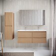 STANO - Meuble salle de bain design double vasque FORTINA largeur 120 cm chêne clair - vignette