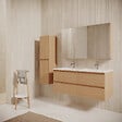 STANO - Meuble salle de bain design double vasque FORTINA largeur 120 cm chêne clair - vignette