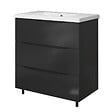 AICA SANITAIRE - Meuble de salle de bain 80 cm, 3 tiroirs, MDF anthracite, avec vasque + pieds - vignette