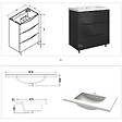 AICA SANITAIRE - Meuble de salle de bain 80 cm, 3 tiroirs, MDF anthracite, avec vasque + pieds - vignette