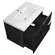 AICA SANITAIRE - Meuble de salle de bain suspendu 80 cm, 2 tiroirs, avec vasque,MDF noir brillant - vignette