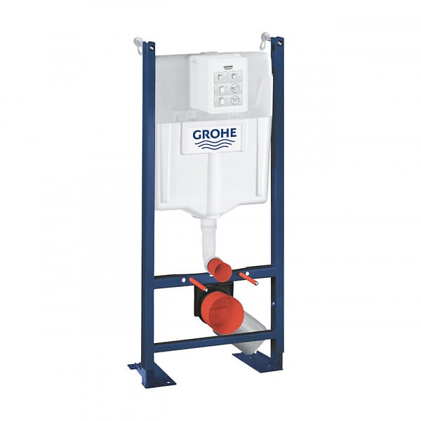 GROHE - Grohe Pack Bâti-autoportant Rapid SL + WC sans bride SAT + Abattant softclose + Plaque blanche + Brosse de toilette OFFERTE - large