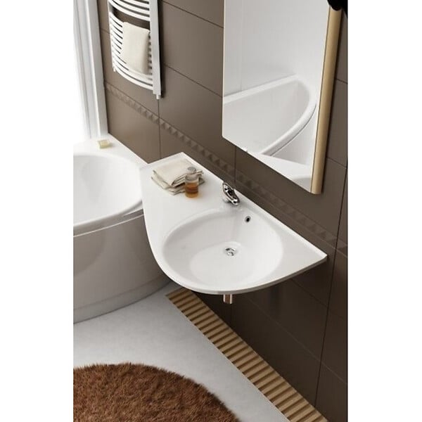 RAVAK - Ravak Avocado Comfort Lavabo 85x45cm, style asymétrique gain de place orientation gauche avec perçage et trop plein (XJ1L1100000) - large