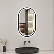 AICA SANITAIRE - Miroir Lumineux Ovale 60x100 cm - Miroir Salle de Bain Intelligent avec Anti-Buée, Horloge et Dimmable - vignette