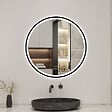 AICA SANITAIRE - Miroir Salle de Bain rond LED 60x60 cm - Anti-Buée, Bluetooth, Horloge, Installation Murale Facile - vignette