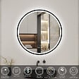 AICA SANITAIRE - Miroir Salle de Bain rond LED 60x60 cm - Anti-Buée, Bluetooth, Horloge, Installation Murale Facile - vignette