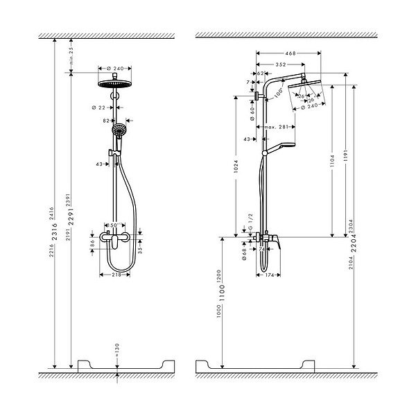 HANSGROHE - Hansgrohe Set de douche Showerpipe Crometta S 240 1jet, mitigeur mécanique (27269000) - large
