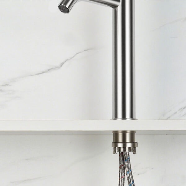 AICA SANITAIRE - Robinet de Salle de Bain Haut en Acier Inoxydable 304 Robinet Lavabo 195mm de Hauteur Mitigeur Monocommande Finition Brossée - large