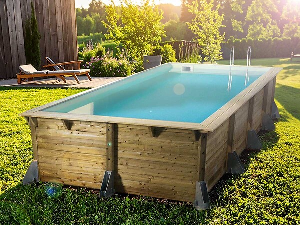 UBBINK - Kit piscine bois UbbinkAzura 5,05 x 3,50 x 1,26 m - Liner bleu + Kit margelles - Ubbink - large
