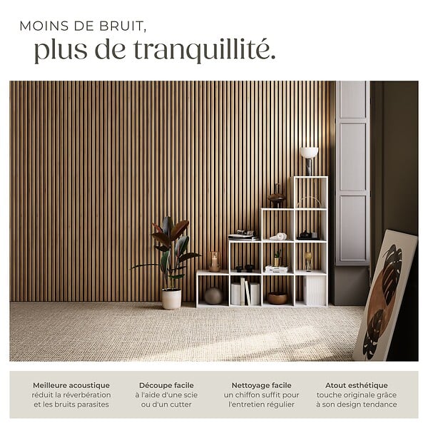 TECTAKE - ensemble 4 panneaux acoustiques en mdf en bois chêne marron 120x60x2 cm décor scandinave - large