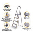 HOSTRÃ–M - Escabeau 5 marches DURA pliable, marchepied léger en aluminium, hauteur plateforme 97cm, pieds antidérapants, charge 150kg, garantie 5 ans Hoström - vignette