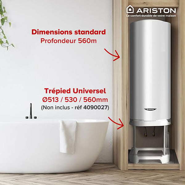 ARISTON - Chauffe-eau electrique vertical ARISTON Sagéo 150 l - Ø 560 mm - large
