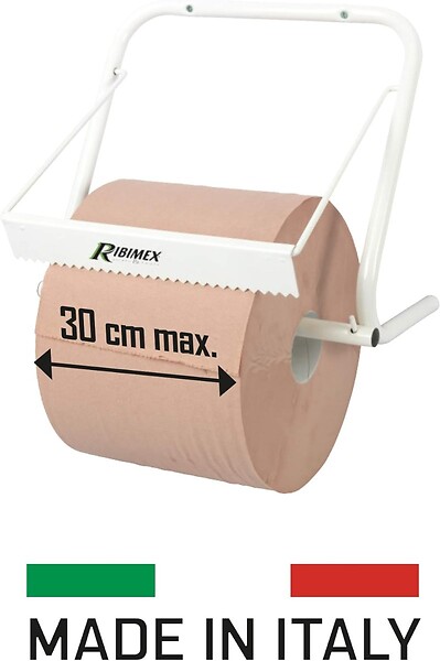 RIBIMEX - Dévidoir mural rouleau papier diam.max 30cm blanc (vide) - large