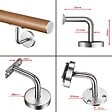 AICA SANITAIRE - Main courante inox 304 pour intérieur et extérieur -couleur marron Design bois naturel- en 180cm- Fixation murale incluse - vignette