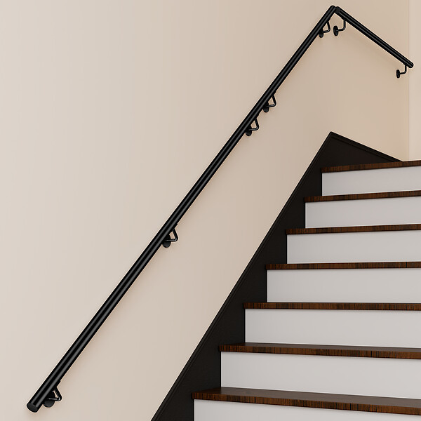 AICA SANITAIRE - Main courante inox 304 pour intérieur et extérieur -couleur noir- en 200cm-Fixation murale incluse - large