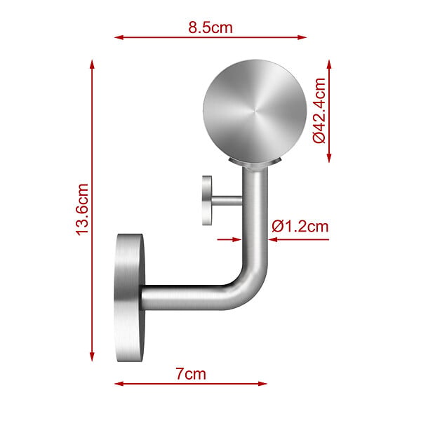 AICA SANITAIRE - Main courante inox 304 pour intérieur et extérieur - couleur argent- en 180cm- Fixation murale incluse - large