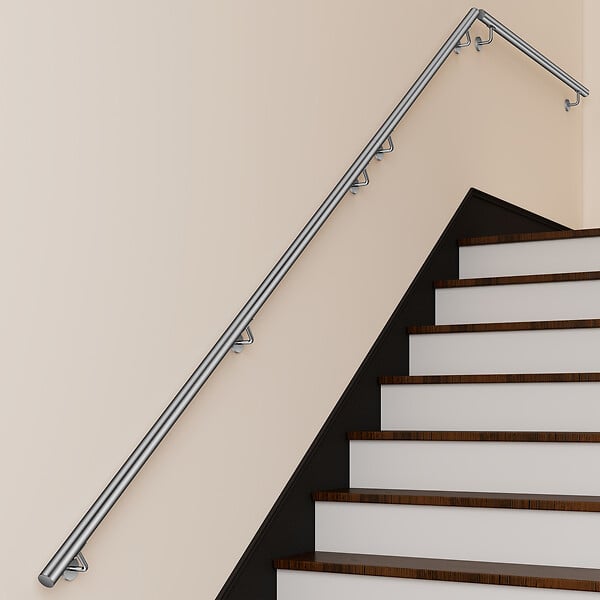 AICA SANITAIRE - Main courante inox 304 pour intérieur et extérieur -couleur argent- en 80cm- Fixation murale incluse - large
