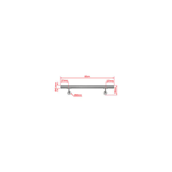 AICA SANITAIRE - Main courante inox 304 pour intérieur et extérieur -couleur argent- en 80cm- Fixation murale incluse - large