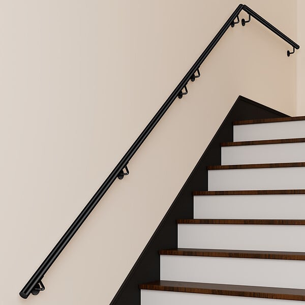 AICA SANITAIRE - Main courante inox 304 pour intérieur et extérieur -couleur noir- en 180cm- Fixation murale incluse - large