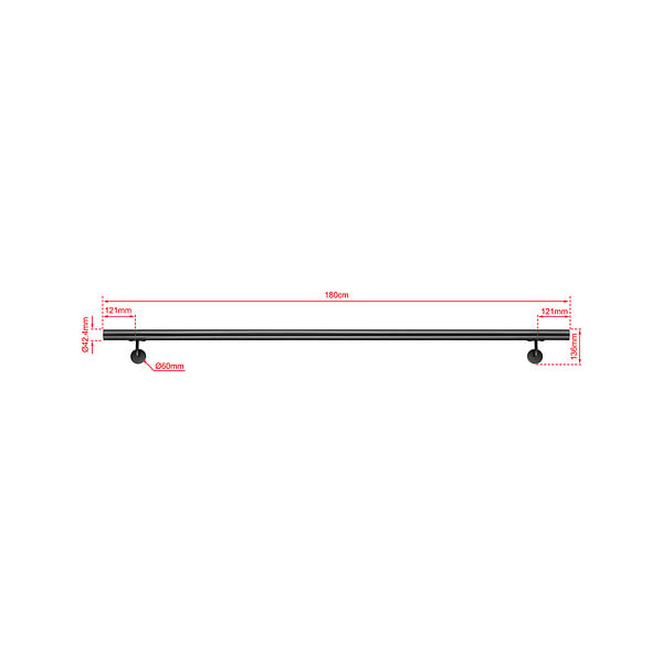 AICA SANITAIRE - Main courante inox 304 pour intérieur et extérieur -couleur noir- en 180cm- Fixation murale incluse - large