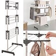ID MARKET - Séchoir à linge vertical pliable 3 niveaux MAXIMA capacité 20M inox et gris - vignette