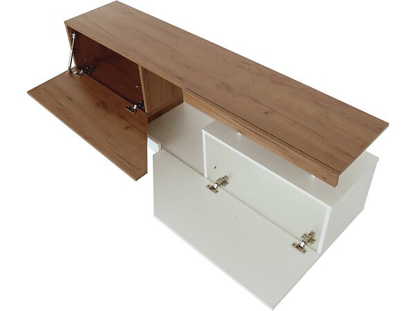 HABITAT ET JARDIN - Meuble TV "Ceelias" - 160 x 46 x 35 cm - Blanc/Marron Foncé - large