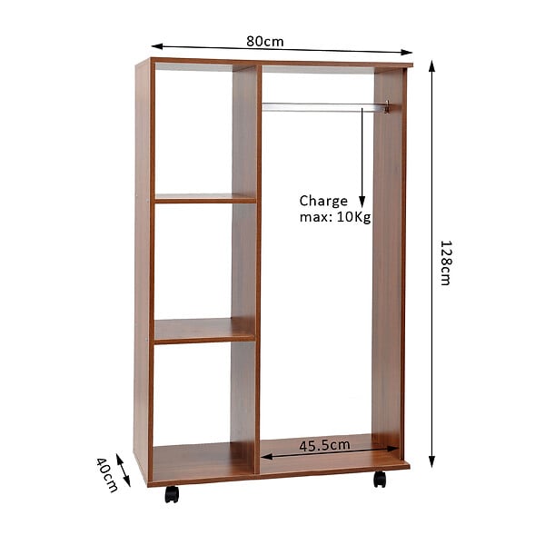 HOMCOM - Armoire penderie armoire de rangement mobile panneaux de particules coloris chêne moyen - large