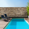 ID MARKET - Brise vue occultant 1,8 x 10 M motif pierre marron 160 gr/m² - vignette