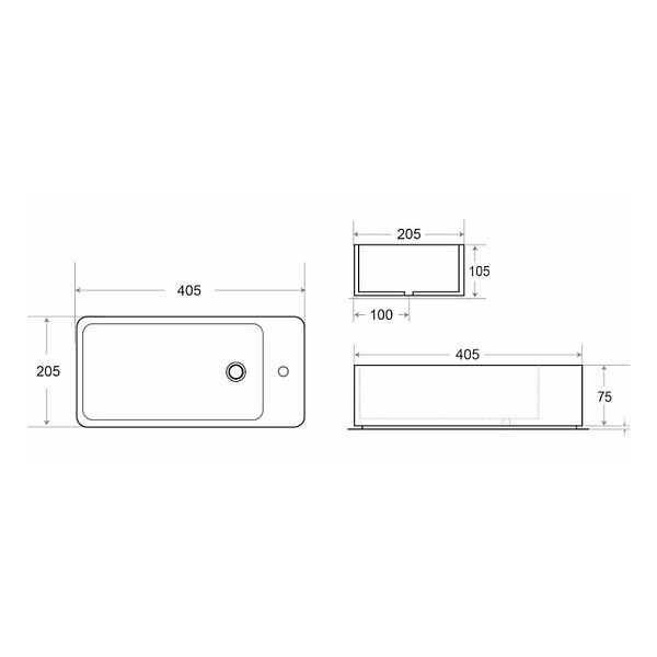 SWISS AQUA TECHNOLOGIES - Swiss Aqua Technologies Brevis Lave-mains suspendu avec trou pour robinetterie à droite, 40,5x20,5x10,5cm (SATBRE4020SR) - large