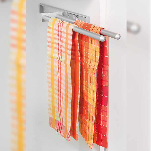 EMUCA - Porte-serviettes extensible, 2 bras, Aluminium, Anodisé mat - large