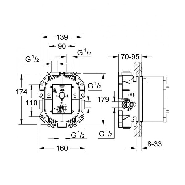 GROHE - Grohe Rapido T - Corps encastré pour mitigeur themostatique (35500000) - large