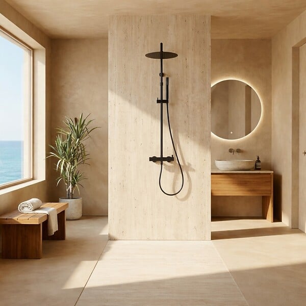 ESSEBAGNO - Delice II colonne de douche mécanique noire 300 - large