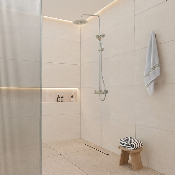 AURLANE - Colonne de douche Thermostatique finition Chrome 133x26x52 cm - MOLLY CHROME - large