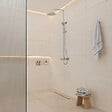 AURLANE - Colonne de douche Thermostatique finition Chrome 133x26x52 cm - MOLLY CHROME - vignette