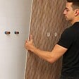 99DECO - Lot de 2 panneaux de douche en PVC effet bois (90x220 & 120x220 cm) + marron et noir + profilés noir - Japandi - vignette