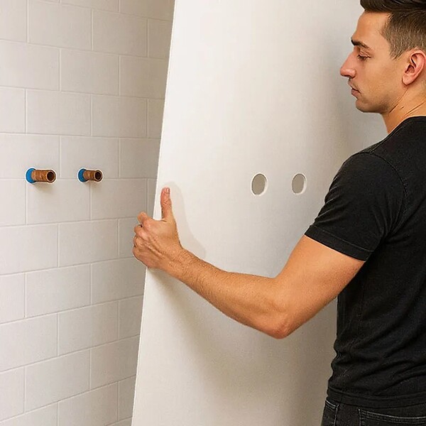 99DECO - Lot de 2 panneaux de douche en aluminium (90x220 & 120x220 cm) + profilés blanc - Essentiel - Blanc - large