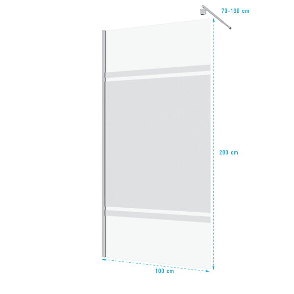AURLANE - Paroi de Douche 100x200cm - Bande Miroir - Barre de Fixation Extensible et Profil Chrome - large