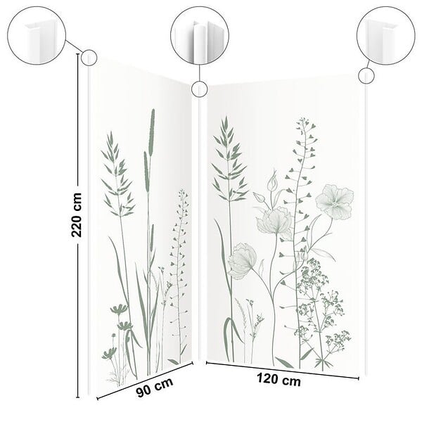 99DECO - Lot de 2 panneaux de douche en PVC (90x220 & 120x220 cm) + profilés blanc - Vegetalist - Vert - large